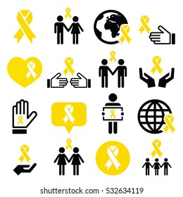 Yellow Ribbon Icons - Suicide Prevention, Support For Troops, Adoptive Parents Symbol
