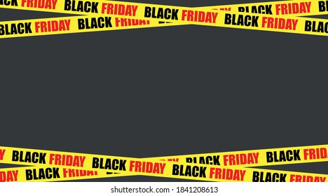 Yellow ribbon with the inscription Black Friday on a dark background.Crossed ribbons.Big sale,vector illustration.Graphics element for banner, poster.