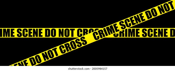 Yellow ribbon isolated on background. Crime scene area tape. Grunge backdrop