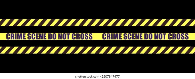 Yellow ribbon isolated on background. Crime scene area tape. Grunge backdrop