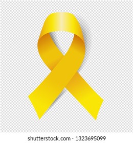 Yellow Ribbon Isolated Transparent Background With Gradient Mesh, Vector Illustration