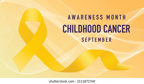 Yellow ribbon on a yellow background. Childhood Cancer Awareness Month. Celebrated annually in September. kids vaccine