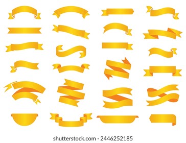 Yellow ribbon set. Ribbons collection. Ribbons elements. Vector ribbon