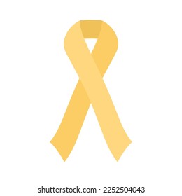Yellow ribbon. sign International Childhood Cancer day (ICCD), February 15, symbol of  awareness expresses support for children and adolescents with cancer. Vector illustration
