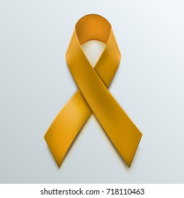 Yellow ribbon sign isolated on white background. Vector illustration