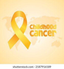 yellow ribbon symbol with map background. childhood cancer . vector illustration
