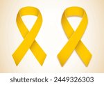 Yellow Ribbon Vector EPS with and without shadow