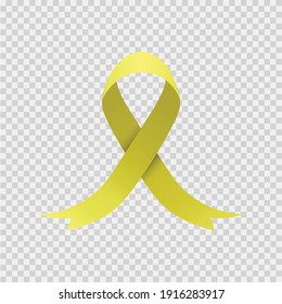 Yellow Ribbon Vector In Png. Endometriosis Awareness Concept Design.