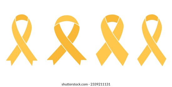 Yellow Ribbons in flat style on a blank background