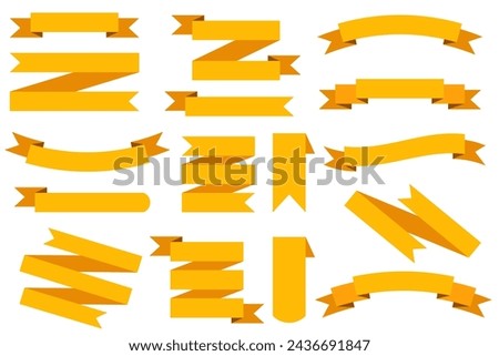 Yellow Ribbons. Ribbon elements. Starburst label. Banners, badges, Labels - Design Elements on white background