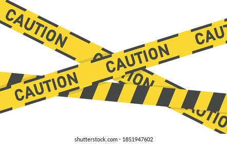 Yellow ribbons. Warning tapes. Danger signs. Vector illustration flat design. Isolated on white background. Police line. The symbol prohibits the passage of strangers.