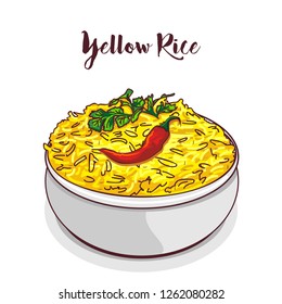 Yellow Rice Vector Illustration.