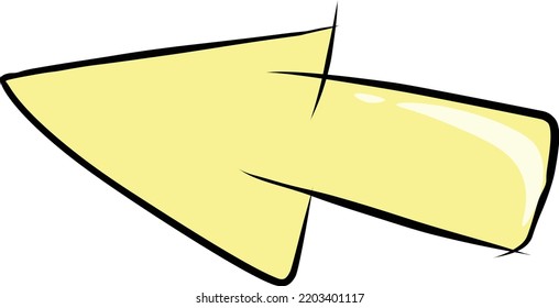 yellow right arrow doodle illustration in white background