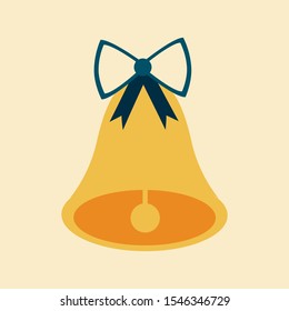 yellow ring bell xmas icon in flat style isolated. Vector Symbol illustration.