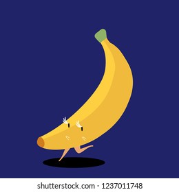 Yellow ripe banana cartoon character vector