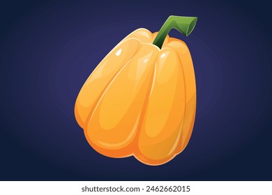 Yellow ripe bell pepper. Vector isolated cartoon vegetable illustration.