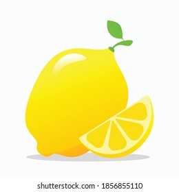 Yellow ripe lemon fruit organic illustration