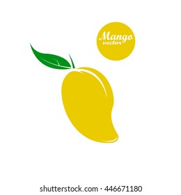 Yellow  ripe mango  in flat style. Mango vector logo. Mango icon. Isolated object