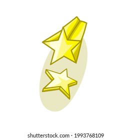 yellow ripe star fruit vector illustration in flat style.