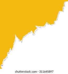 yellow ripped open paper edge with white background