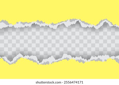 Yellow Ripped Paper Background in Header and Footer Position for Flyer, Banner, Infographic, Website, Ads Banner or Etc. High Quality Background Vector Illustration