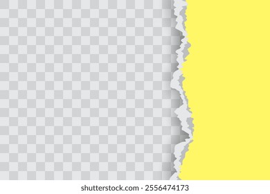 Yellow Ripped Paper Background in Right Position for Flyer, Banner, Infographic, Website, Ads Banner or Etc. High Quality Background Vector Illustration