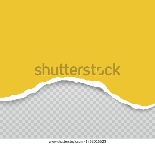Yellow ripped paper strips realistic. Torn\
paper on transparent background. Seamless horizontally Vector\
illustaration
