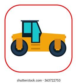 Yellow road roller icon