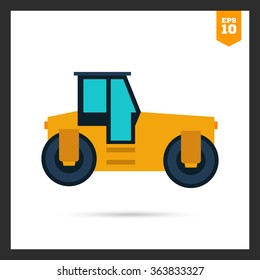 Yellow road roller icon