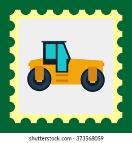 Yellow road roller icon