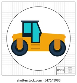 Yellow road roller icon