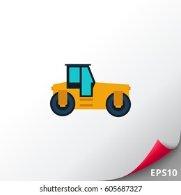 Yellow road roller icon