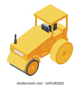 Yellow road roller icon. Isometric of yellow road roller vector icon for web design isolated on white background