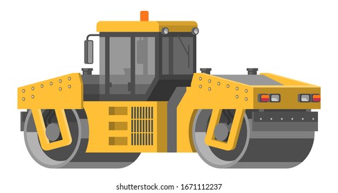 Yellow road roller. Vector, EPS 10