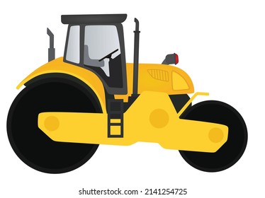 Yellow road roller. vector illustration