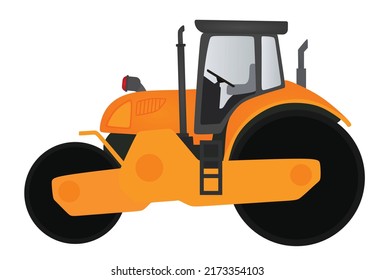 Yellow road roller. vector illustration