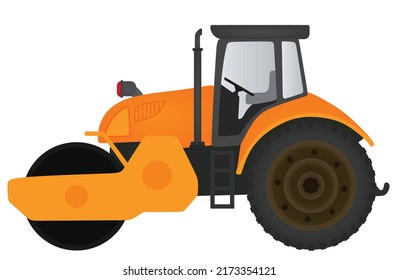 Yellow road roller. vector illustration