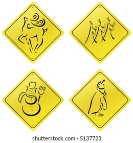 Yellow Road Sign Design Set