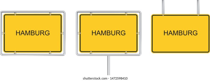 yellow road sign with HAMBURG isolated on white background