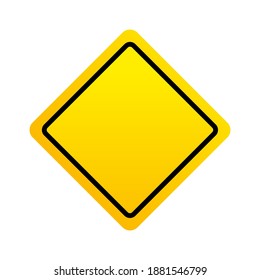 Yellow road sign icon. Transportation safety empty symbol. Vector isolated on white