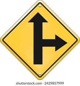Yellow Road Sign, on a white background.