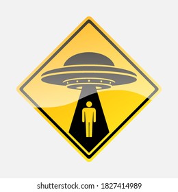 Yellow road sign with text Ufo Activity Area isolated on white background. Vector illustration. Eps 10.