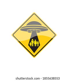 Yellow road sign with text Ufo Activity Area isolated on white background. Vector illustration. Eps 10	