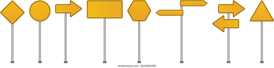 Vector amarillo de la señal de tráfico fijado en estilo realista