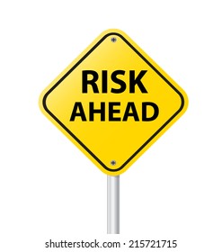 yellow road sign as a warning of risk ahead vector illustration