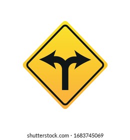 Gelbe Straßenschilder, Vektorillustration der Verkehrsschilder auf weißem Hintergrund