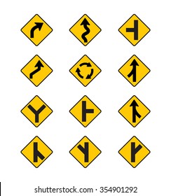 Yellow Road Signs Traffic Signs Vector Stock Vector (Royalty Free ...