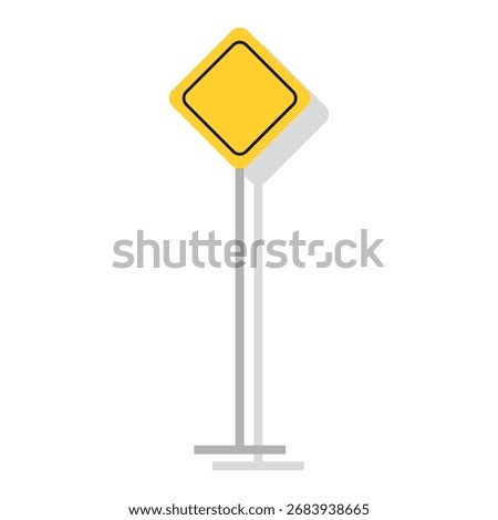 Yellow road warning sign. Blank diamond Vector plate. Caution advisory illustration. Isolated notice symbol. EPS 10.