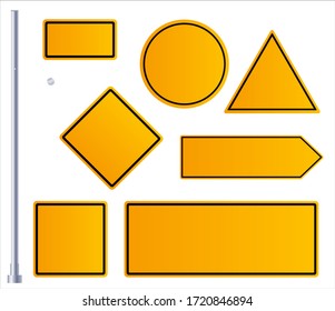 Yellow Roadsigns Set. Blank yellow road sign on white background.