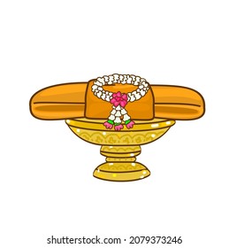 
Yellow robe on pedestal tray vector.
